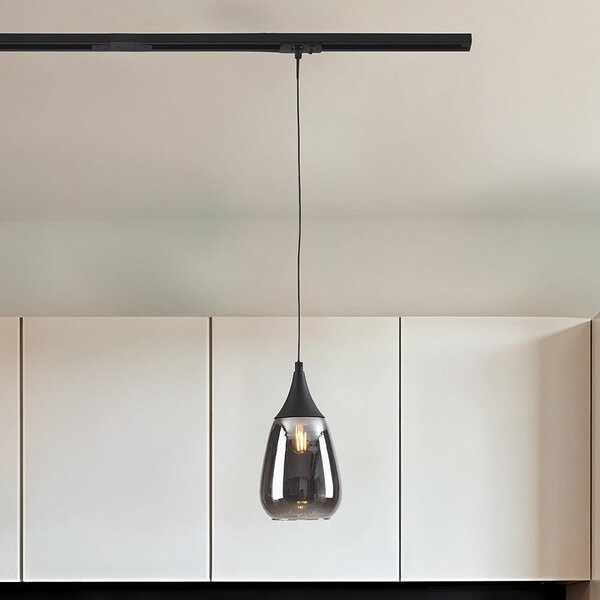 Suspension monophasée sur rail avec verre fumé effet miroir - Noi