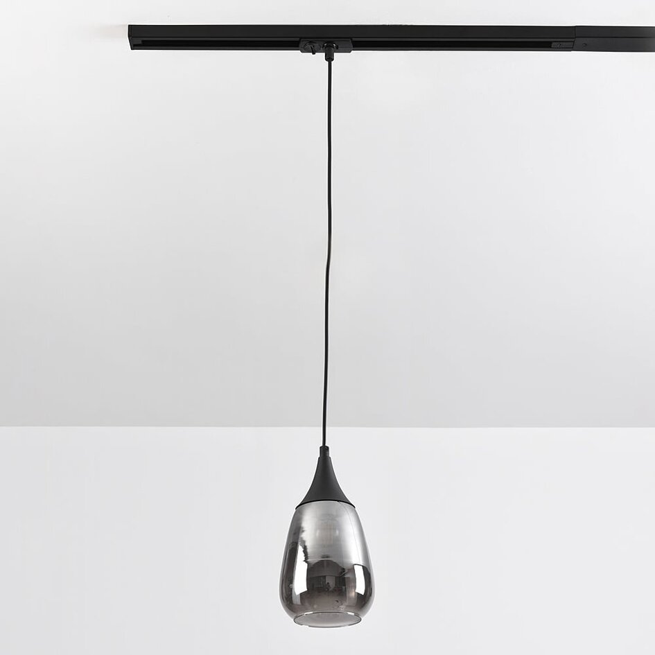 Suspension Noi pour rail monophasé, verre fumé à effet miroir