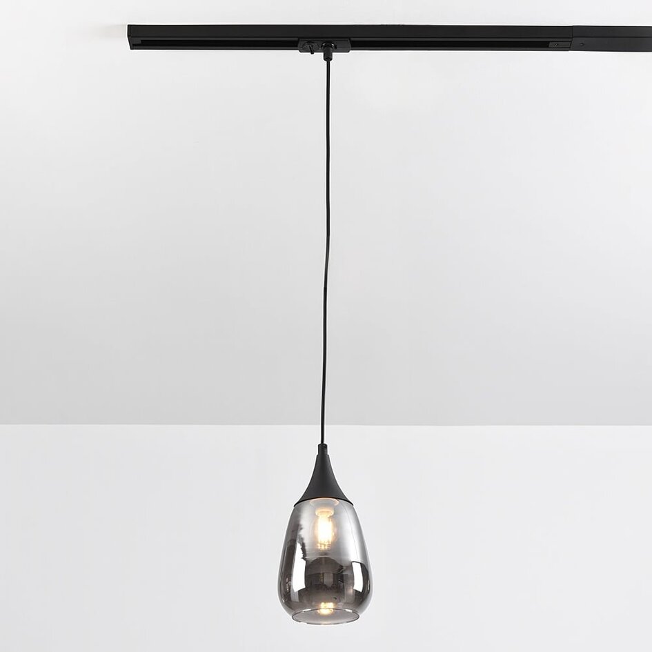 Suspension Noi pour rail monophasé, verre fumé à effet miroir