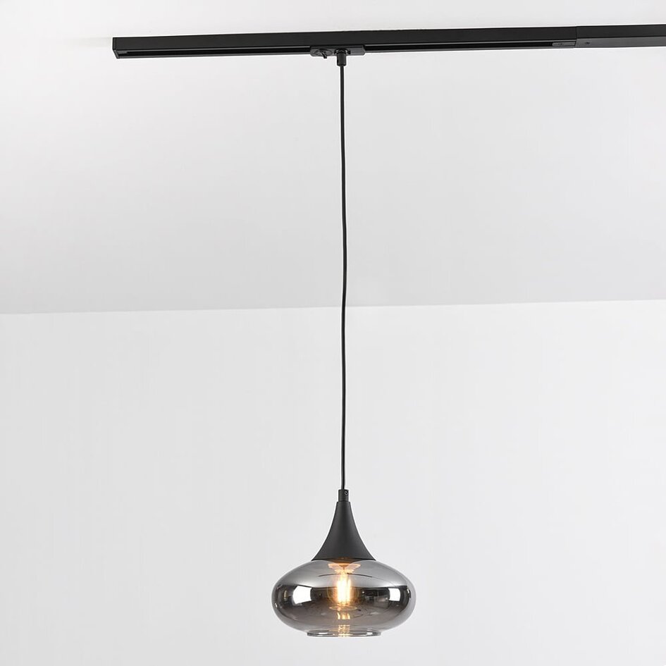 Suspension Nill pour rail monophasé, verre fumé à effet miroir
