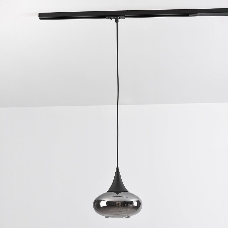 Suspension Nill pour rail monophasé, verre fumé à effet miroir