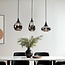 Suspension Lovi 3 lumières - noir, verre fumé gris et effet miroir