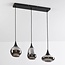 Suspension Lovi 3 lumières - noir, verre fumé gris et effet miroir