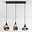 Suspension Lovi 3 lumières - noir, verre fumé gris et effet miroir
