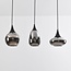 Suspension Lovi 3 lumières - noir, verre fumé gris et effet miroir