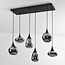 Suspension Loic 6 lumières - noir, verre fumé gris et effet miroir