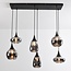 Suspension Loic 6 lumières - noir, verre fumé gris et effet miroir