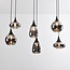 Suspension Loic 6 lumières - noir, verre fumé gris et effet miroir