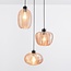 Suspension Kaca 3 lumières - noir, verre ambré texturé
