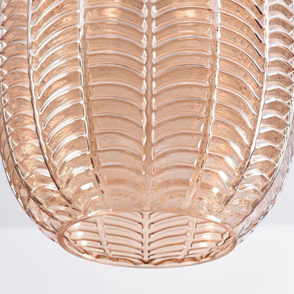 Lampe suspendue avec verre ambré et détails texturés - Kaca