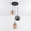 Suspension Vidro 3 lumières - noir, verre ambré et fumé