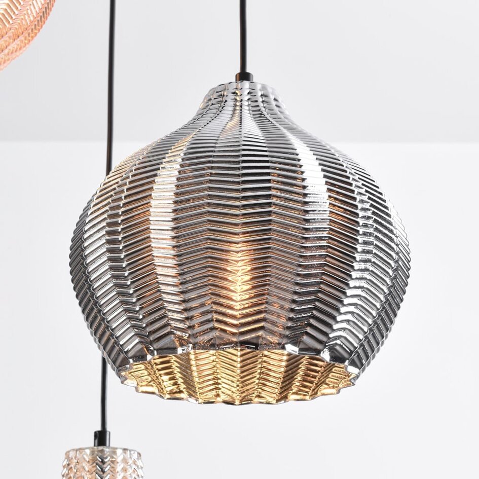 Suspension Vidro 3 lumières - noir, verre ambré et fumé
