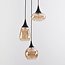 Suspension Loua 3 lumières - noir et verre ambré
