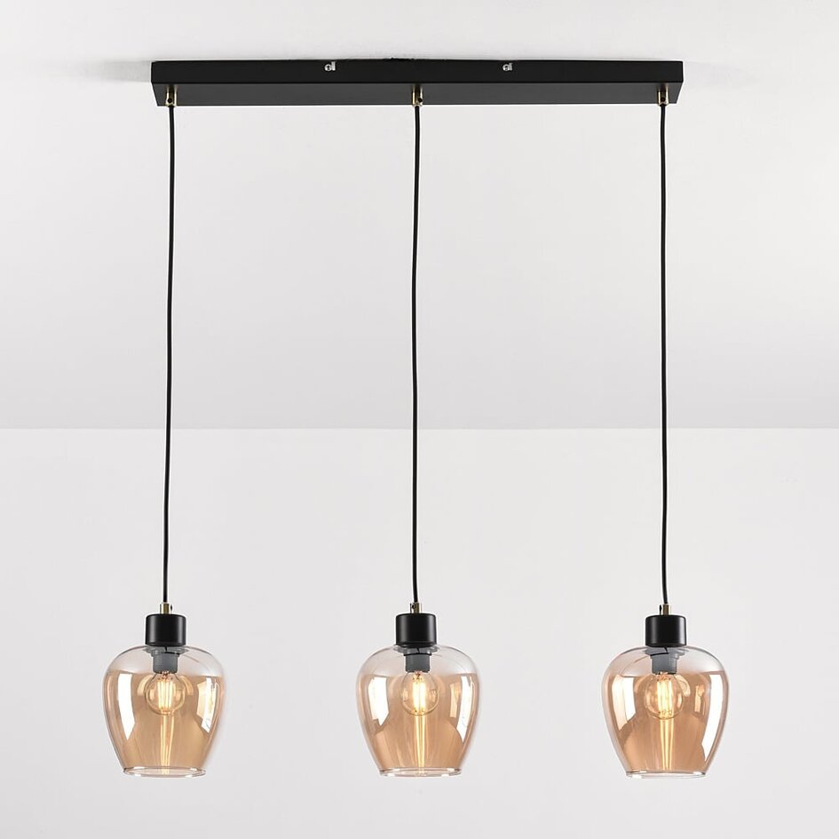 Lampe suspendue à 3 lumières avec verre ambré - Vegas