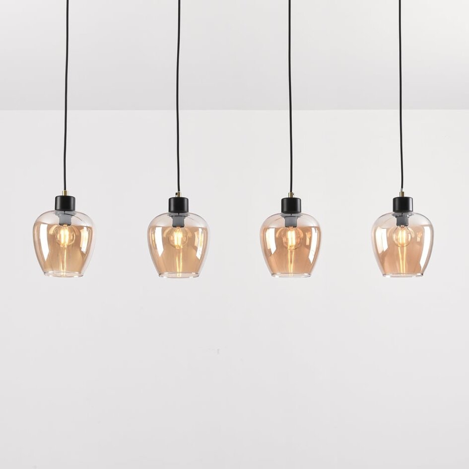 Lampe suspendue à 4 lumières avec verre ambré - Sanford