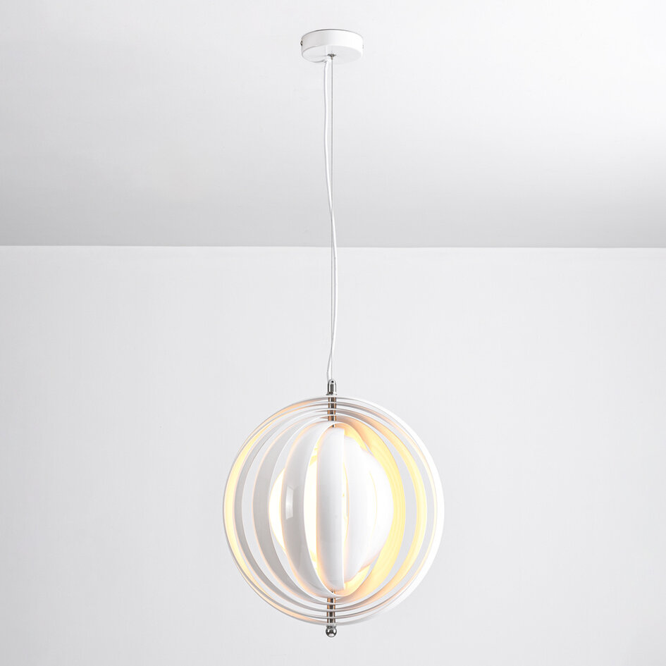Suspension design en métal blanc, 1 lumière - Luana