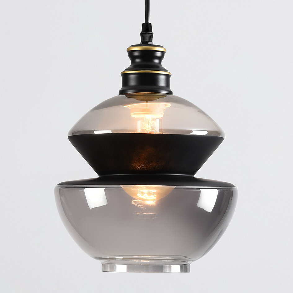 Suspension Sofie - globe Art déco rond en verre fumé