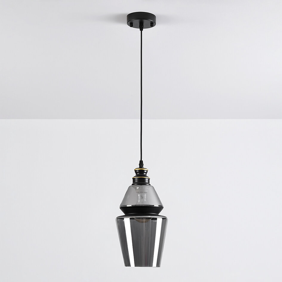 Suspension Sofie - globe Art déco allongé en verre fumé