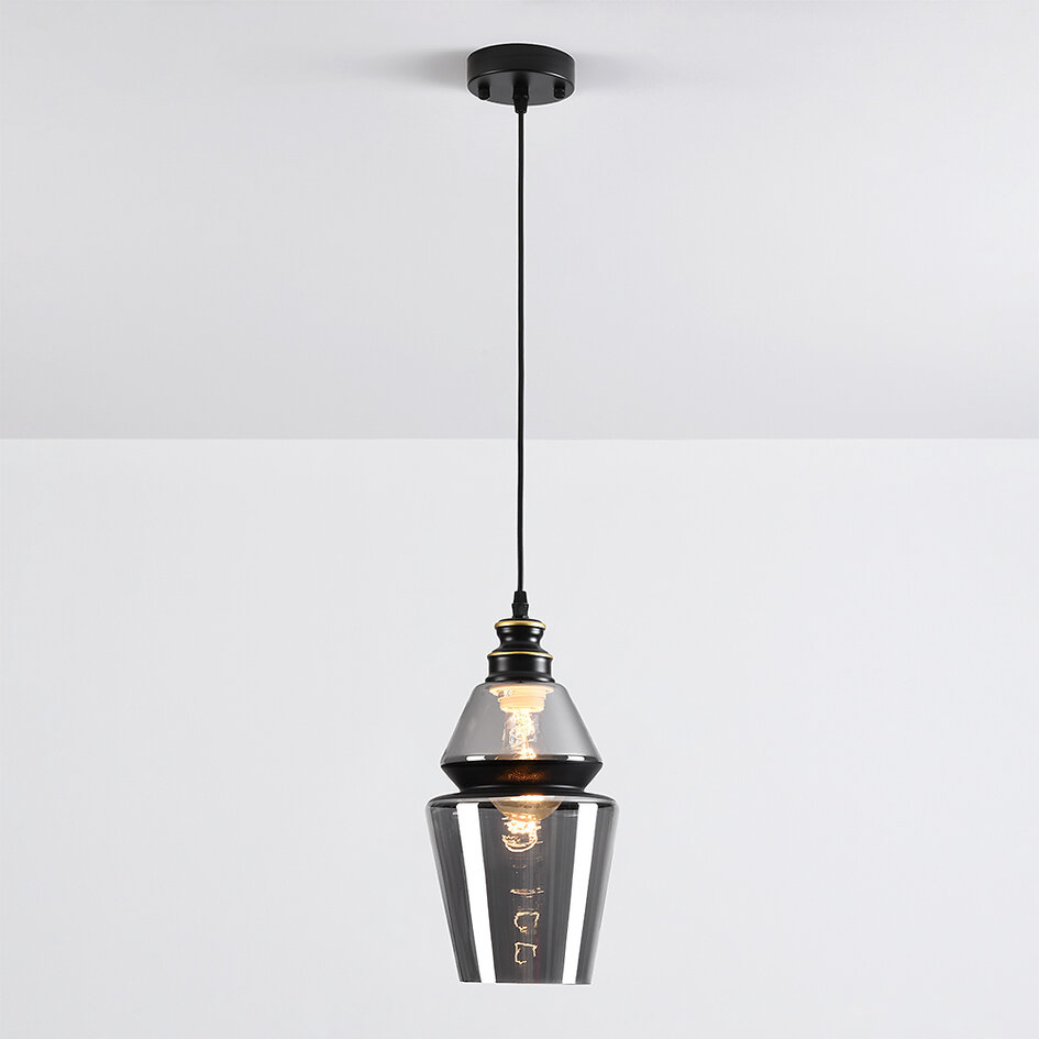 Suspension Sofie - globe Art déco allongé en verre fumé