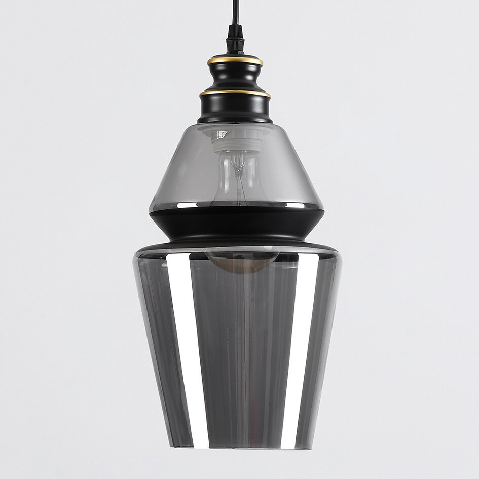 Suspension Sofie - globe Art déco allongé en verre fumé