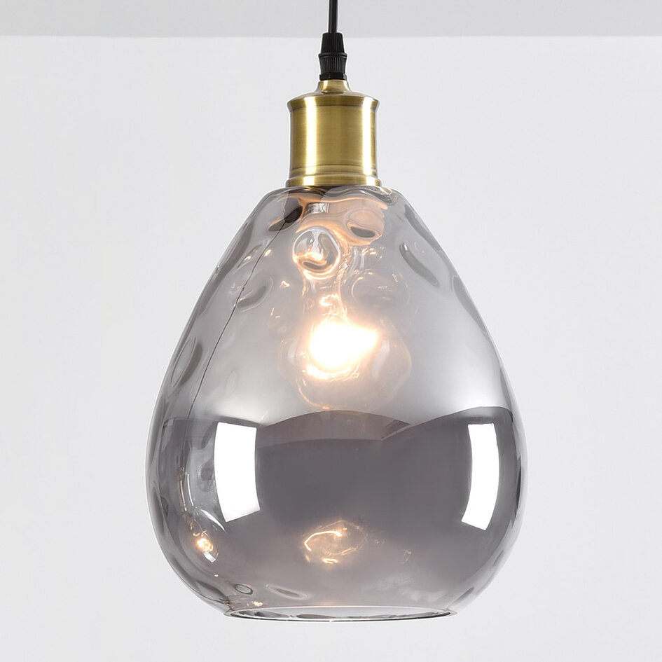 Lampe suspendue design avec verre fumé avec détail convexe, 3 lumières - Verona