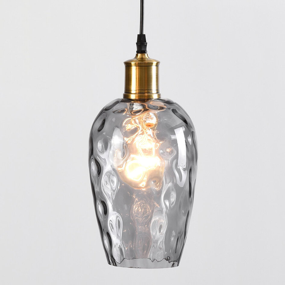 Suspension noire Verona 3 lumières en verre fumé bombé