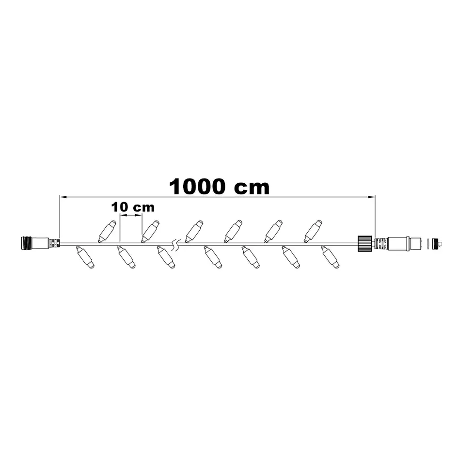 Guirlande de Noël raccordable | blanc chaud, scintillement bleu | dès 10 m, 100 LED | caoutchouc