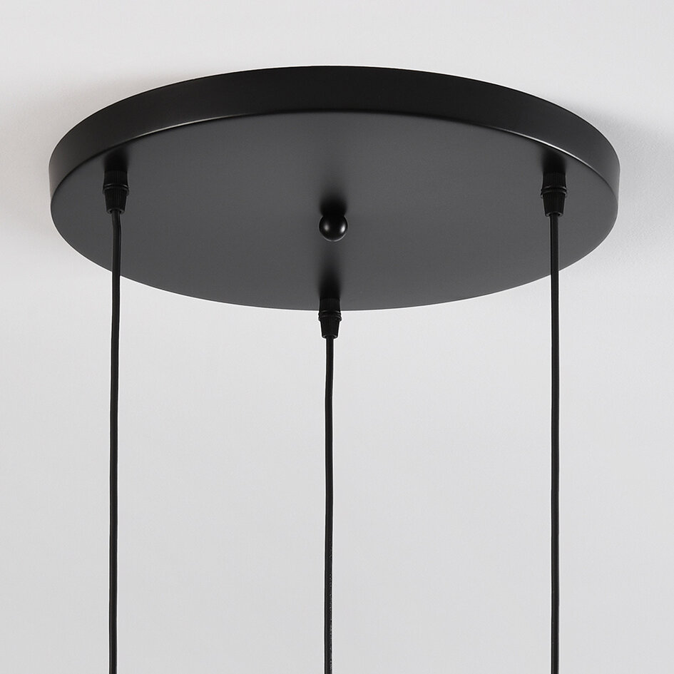 Suspension 3 lumières Verona - noir et verre fumé uni