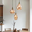 Lampe suspendue design verre brun aspect lisse 3-lumières - Verona