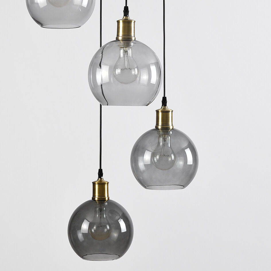 Suspension Livia 4 lumières à globes en verre