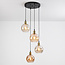 Suspension 4 lumières avec verre Cognac et ambré - Livia