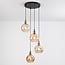 Suspension Livia 4 lumières en verre ambré et cognac