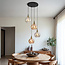 Suspension 4 lumières avec verre Cognac et ambré - Livia