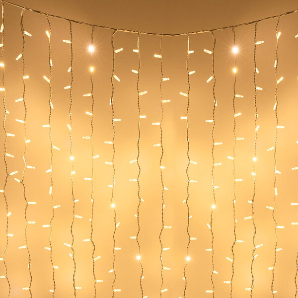 Rideau lumineux reliable blanc | à partir de 2 mètres | 300 LEDs | 2200K extra blanc chaud | caoutchouc