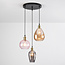Suspension Verona 3 lumières en verre bombé - ambre, rosé et gris clair