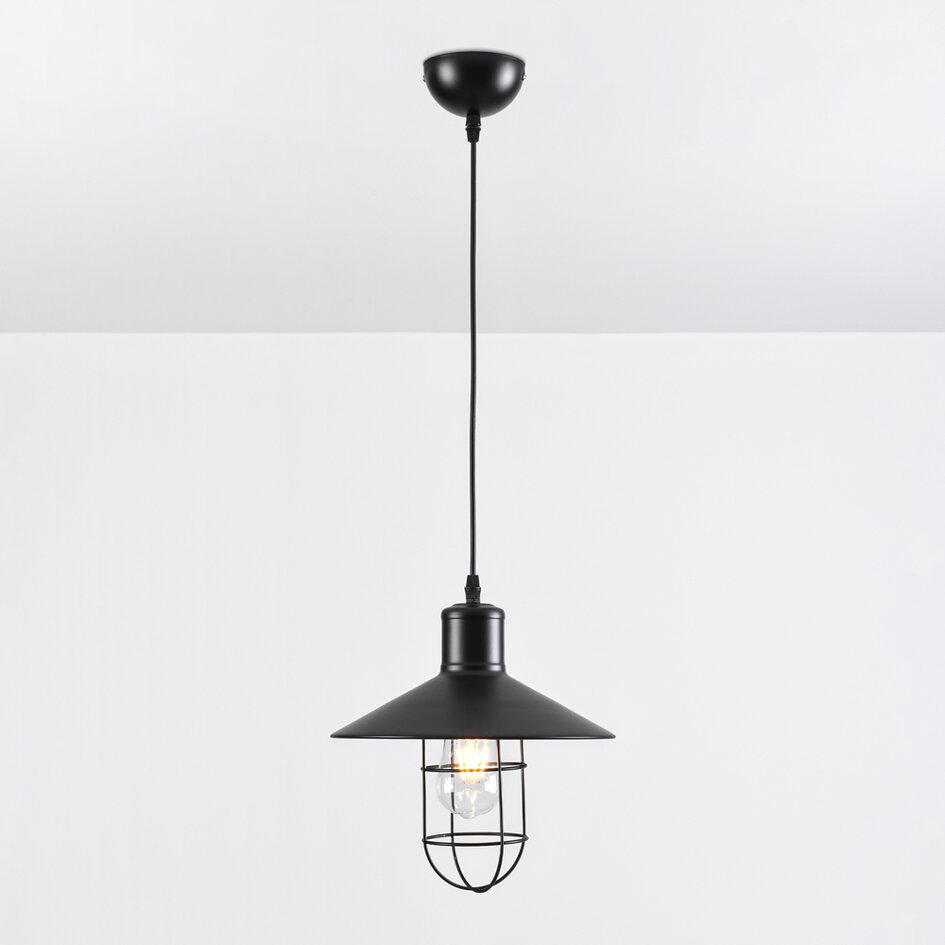 Suspension industrielle Kiev en acier noir