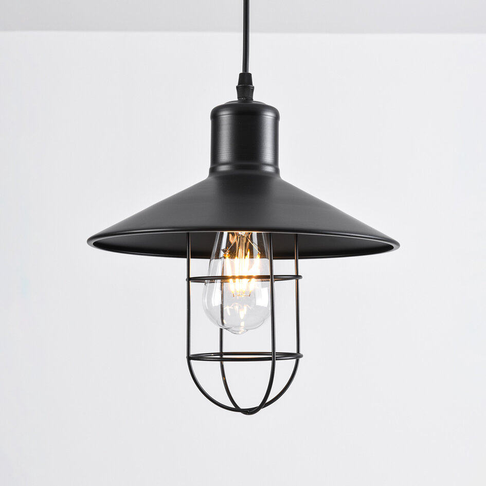 Suspension industrielle Kiev en acier noir
