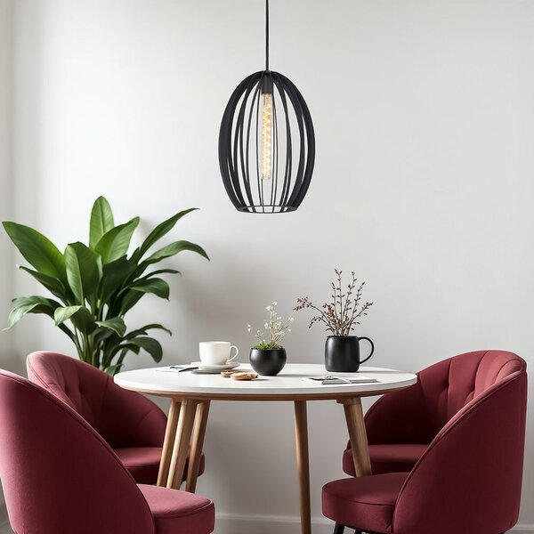 Lampe suspendue à 1 lumière Oval - noir