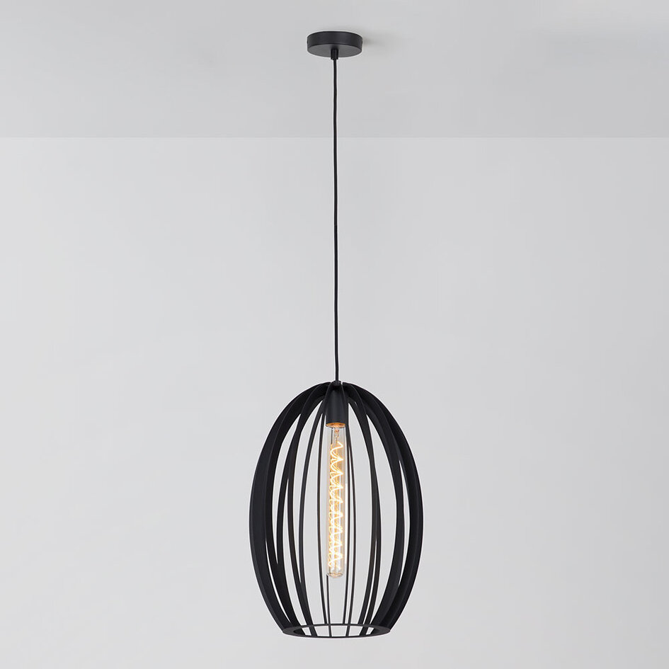 Lampe suspendue à 1 lumière Oval - noir