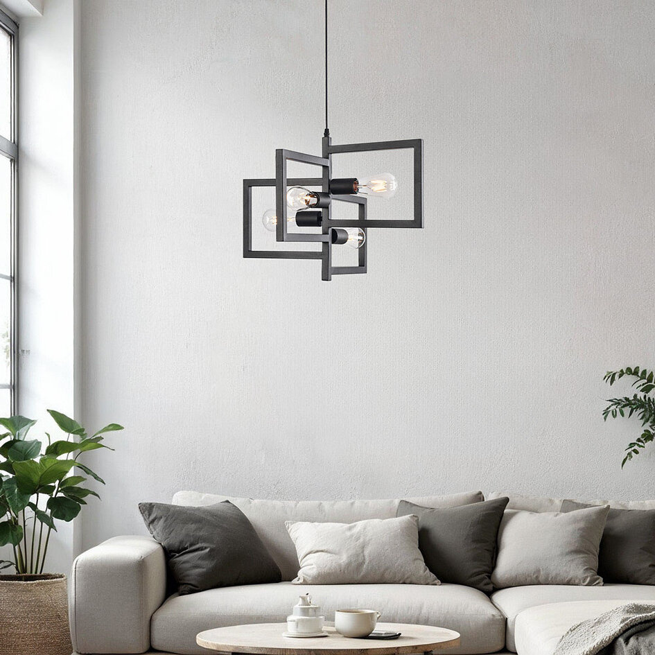 Lampe suspendue industrielle construction métal 4-lampes- Madrid