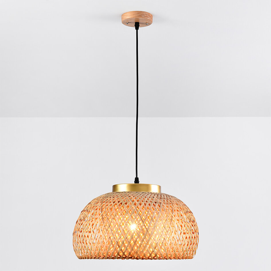 Suspension bohème Thane en bambou - naturel et doré