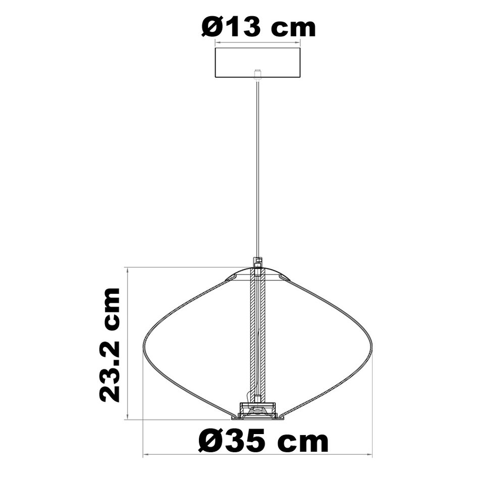 Suspension en verre blanc laiteux et détails en bronze - Mateja
