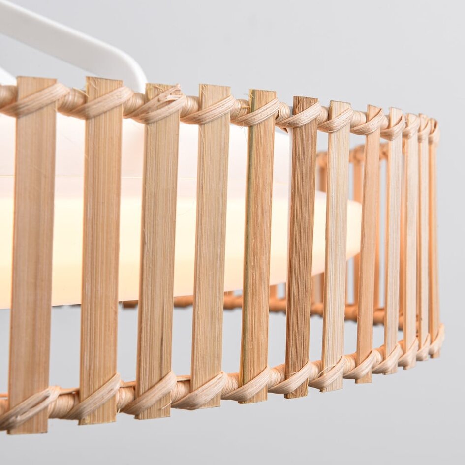 Ventilateur de plafond Cakir avec effet stéréo et température de couleur réglable - abat-jour en bambou brun clair