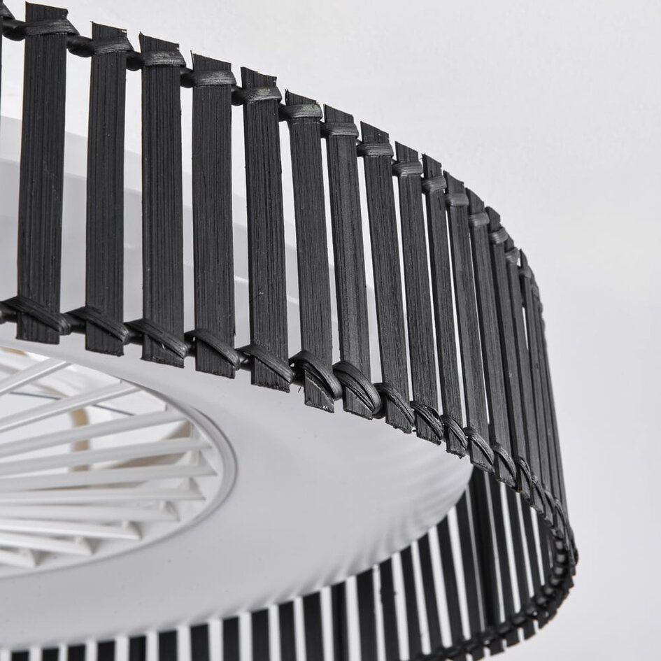 Ventilateur de plafond Cakir avec effet stéréo et température de couleur réglable - abat-jour en bambou noir