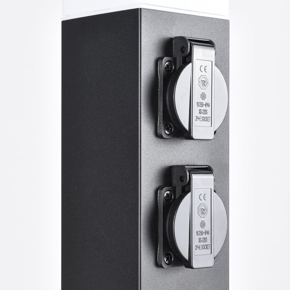 Prise extérieure en acier inoxydable avec lampe Jardin - carrée avec 4 prises