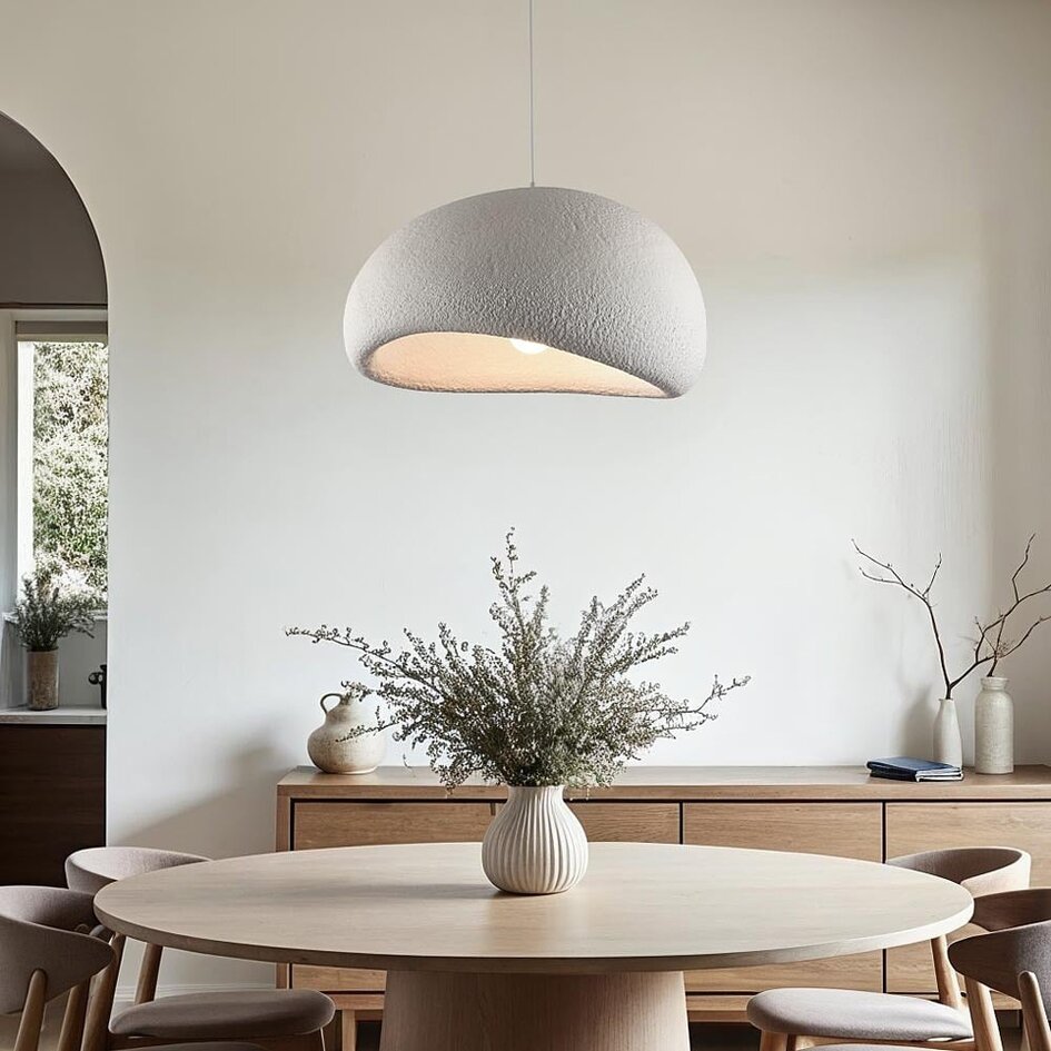 Suspension Wabi Sabi Urban Stone avec motif pierre blanc - 48 x 38 cm