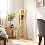 Lampadaire Ditta en bois et verre ambré