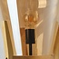 Lampadaire Ditta en bois et verre ambré