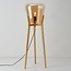 Lampadaire Ditta en bois et verre ambré