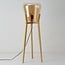 Lampadaire Ditta en bois avec verre ambré